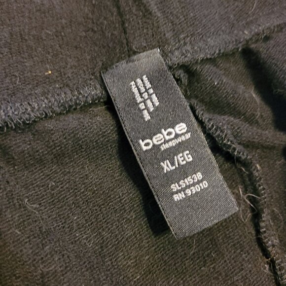 Bebe Women's Size XL Black Joggers With Logo Contrast Stitching Drawstring Waist - Picture 9 of 10